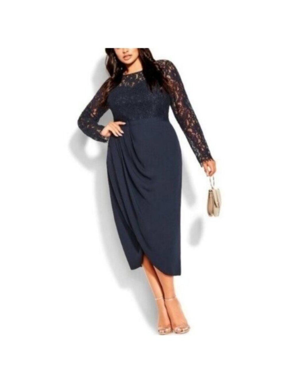 City Chic Navy Elegant FF Dress Size 18 NWT